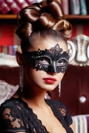 Венецианская маска, украшенная стразами и черным глиттером
