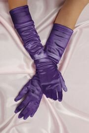 Длинные фиолетовые перчатки из атласа